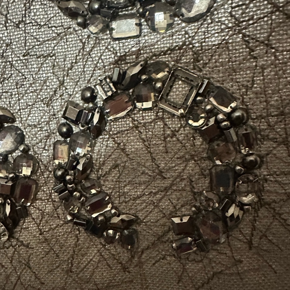 Coach Metallic Silver Tote Bag Jeweled Rare 18 x 15 x 4 w/Coach dust/paperbag - Picture 13 of 16